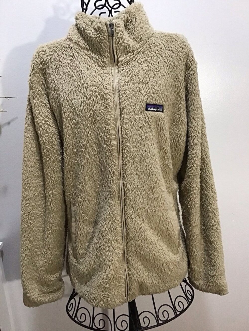 Patagonia Los Gatos Fleece Jacket Sz Large  1/4 Zip Fuzzy Tan
